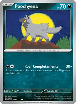 Carta Poochyena de la expansión Héroes Ascendentes, número 128/217