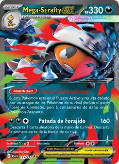 Carta Mega-Scrafty ex de la expansión Héroes Ascendentes, número 135/217