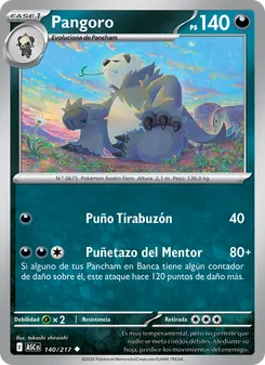 Carta Pangoro de la expansión Héroes Ascendentes, número 140/217