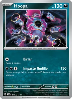Carta Hoopa de la expansión Héroes Ascendentes, número 141/217