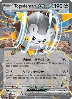 Carta Togedemaru ex de la expansión Héroes Ascendentes, número 149/217