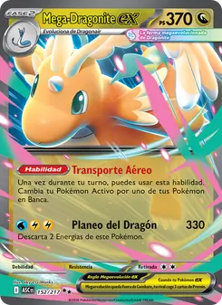 Carta Mega-Dragonite ex de la expansión Héroes Ascendentes, número 152/217