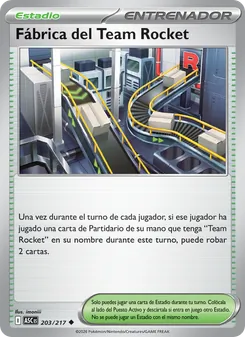Carta Fábrica del Team Rocket de la expansión Héroes Ascendentes, número 203/217