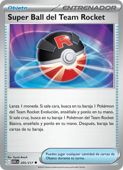 Carta Super Ball del Team Rocket de la expansión Héroes Ascendentes, número 205/217