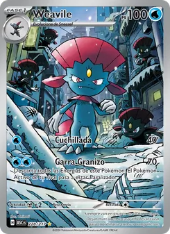 Carta Weavile de la expansión Héroes Ascendentes, número 228/217