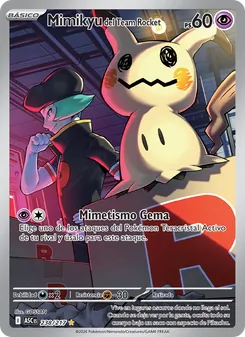 Carta Mimikyu del Team Rocket de la expansión Héroes Ascendentes, número 238/217