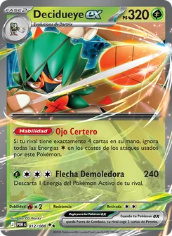 Carta Decidueye ex de la expansión Equilibrio Perfecto, número 012/88