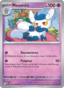 Carta Meowstic de la expansión Equilibrio Perfecto, número 034/88