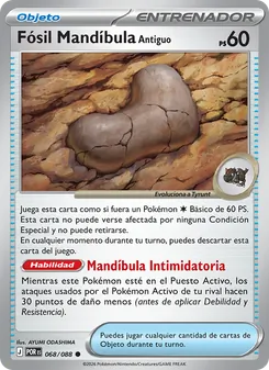 Carta Fósil Mandíbula Antiguo de la expansión Equilibrio Perfecto, número 068/88
