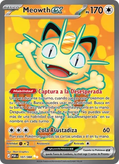 Carta Meowth ex de la expansión Equilibrio Perfecto, número 107/88
