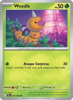 Carta Weedle de la expansión Caos Creciente, número 001/86