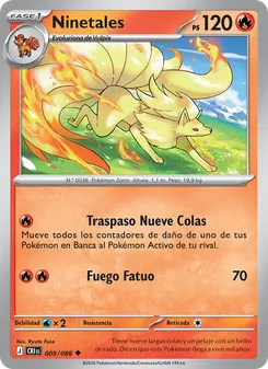Carta Ninetales de la expansión Caos Creciente, número 009/86