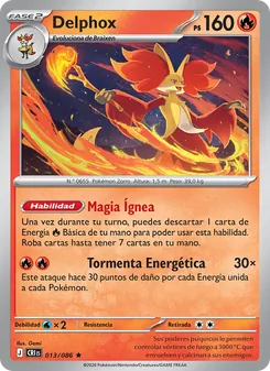 Carta Delphox de la expansión Caos Creciente, número 013/86