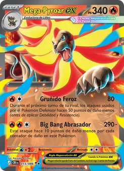 Carta Mega-Pyroar ex de la expansión Caos Creciente, número 015/86