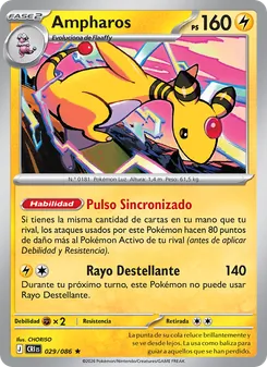 Carta Ampharos de la expansión Caos Creciente, número 029/86
