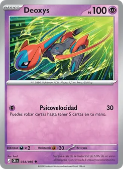 Carta Deoxys de la expansión Caos Creciente, número 034/86