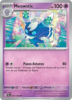 Carta Meowstic de la expansión Caos Creciente, número 037/86