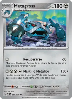 Carta Metagross de la expansión Caos Creciente, número 061/86