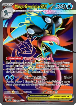Carta Mega-Greninja ex de la expansión Caos Creciente, número 100/86