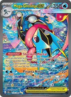 Carta Mega-Greninja ex de la expansión Caos Creciente, número 116/86