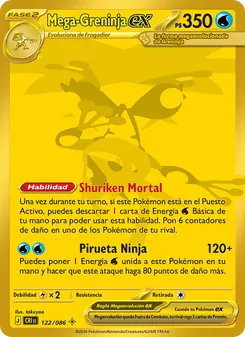 Carta Mega-Greninja ex de la expansión Caos Creciente, número 122/86
