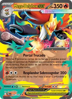 Carta Mega-Delphox ex de la expansión Oscuridad Absoluta, número 008/84