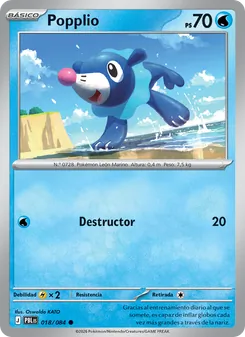Carta Popplio de la expansión Oscuridad Absoluta, número 018/84