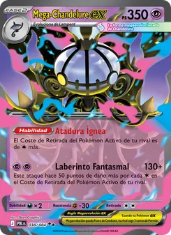 Carta Mega-Chandelure ex de la expansión Oscuridad Absoluta, número 038/84