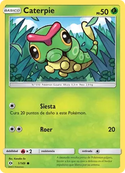 Carta Caterpie de la expansión Sol y Luna, número 1/149