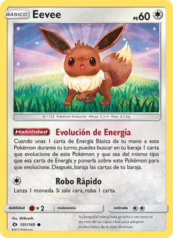 Carta Eevee de la expansión Sol y Luna, número 101/149