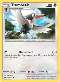 Carta Trumbeak de la expansión Sol y Luna, número 107/149