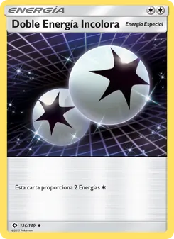 Carta Doble Energía Incolora de la expansión Sol y Luna, número 136/149