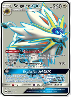 Carta Solgaleo GX de la expansión Sol y Luna, número 143/149