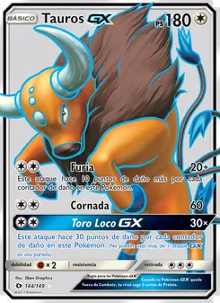 Carta Tauros GX de la expansión Sol y Luna, número 144/149