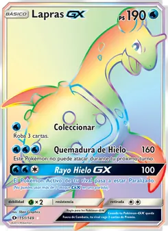 Carta Lapras GX de la expansión Sol y Luna, número 151/149