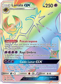 Carta Lunala GX de la expansión Sol y Luna, número 153/149