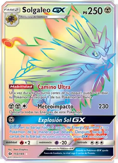 Carta Solgaleo GX de la expansión Sol y Luna, número 155/149