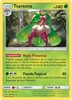Carta Tsareena de la expansión Sol y Luna, número 20/149