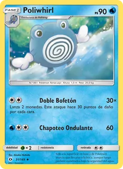 Carta Poliwhirl de la expansión Sol y Luna, número 31/149