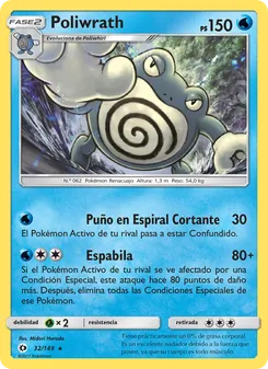 Carta Poliwrath de la expansión Sol y Luna, número 32/149