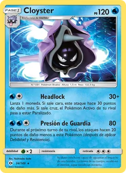Carta Cloyster de la expansión Sol y Luna, número 34/149