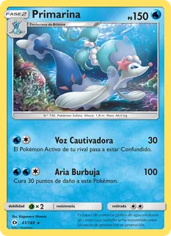 Carta Primarina de la expansión Sol y Luna, número 41/149