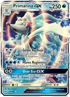 Carta Primarina GX de la expansión Sol y Luna, número 42/149