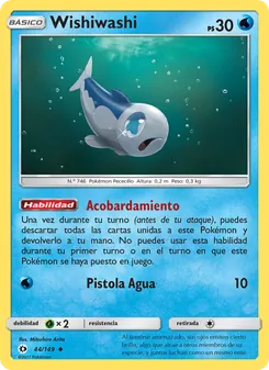 Carta Wishiwashi de la expansión Sol y Luna, número 44/149