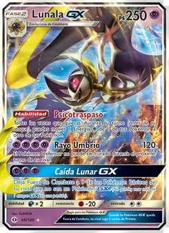 Carta Lunala GX de la expansión Sol y Luna, número 66/149