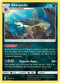 Carta Sharpedo de la expansión Sol y Luna, número 82/149