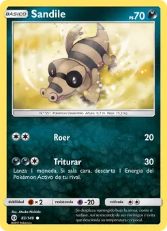 Carta Sandile de la expansión Sol y Luna, número 83/149
