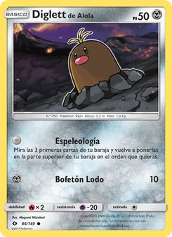 Carta Diglett de Alola de la expansión Sol y Luna, número 86/149