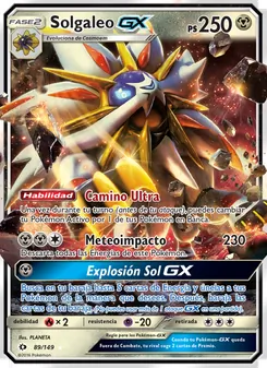Carta Solgaleo GX de la expansión Sol y Luna, número 89/149