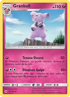 Carta Granbull de la expansión Sol y Luna, número 91/149